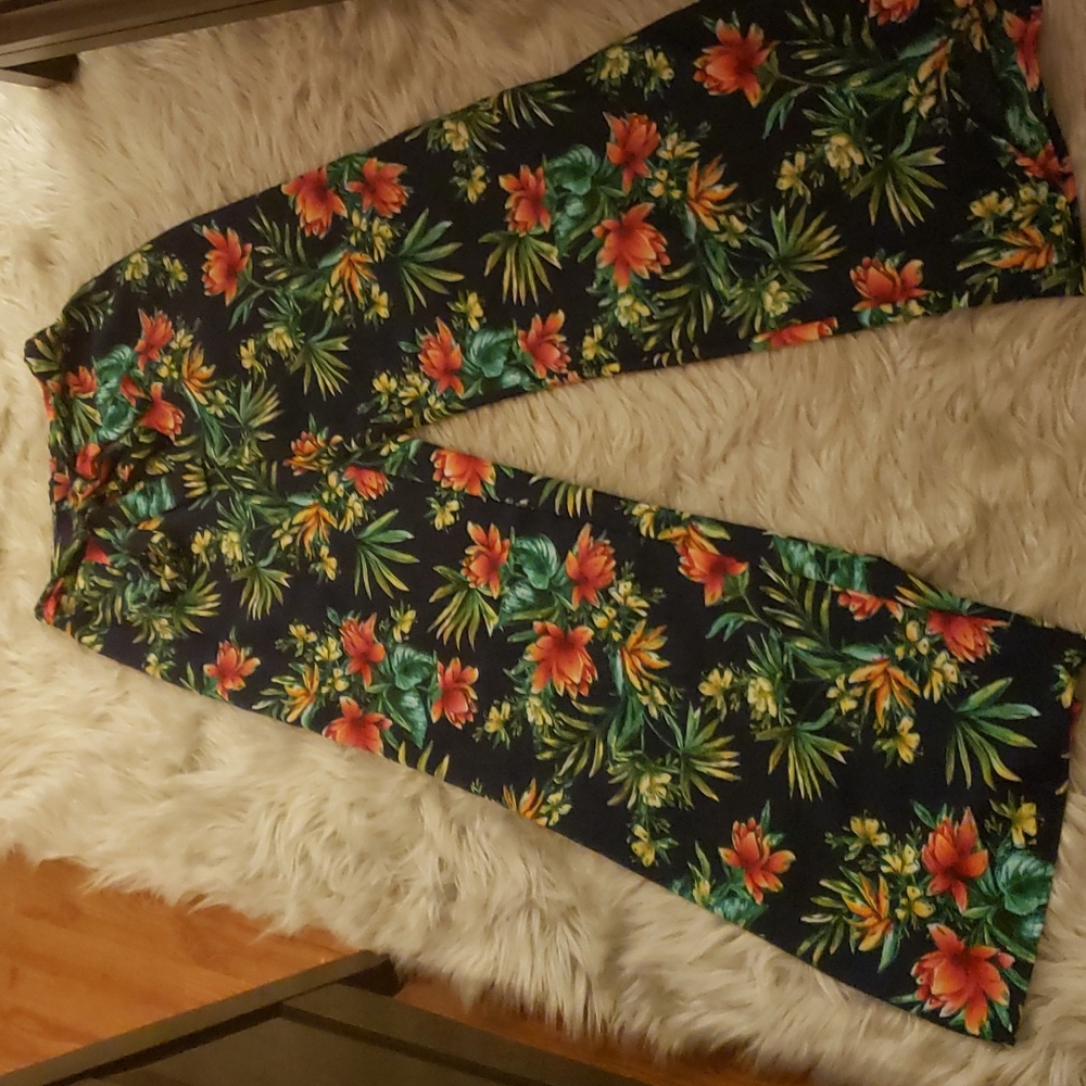 Women Floral Print Wide Leg Pants - Medium